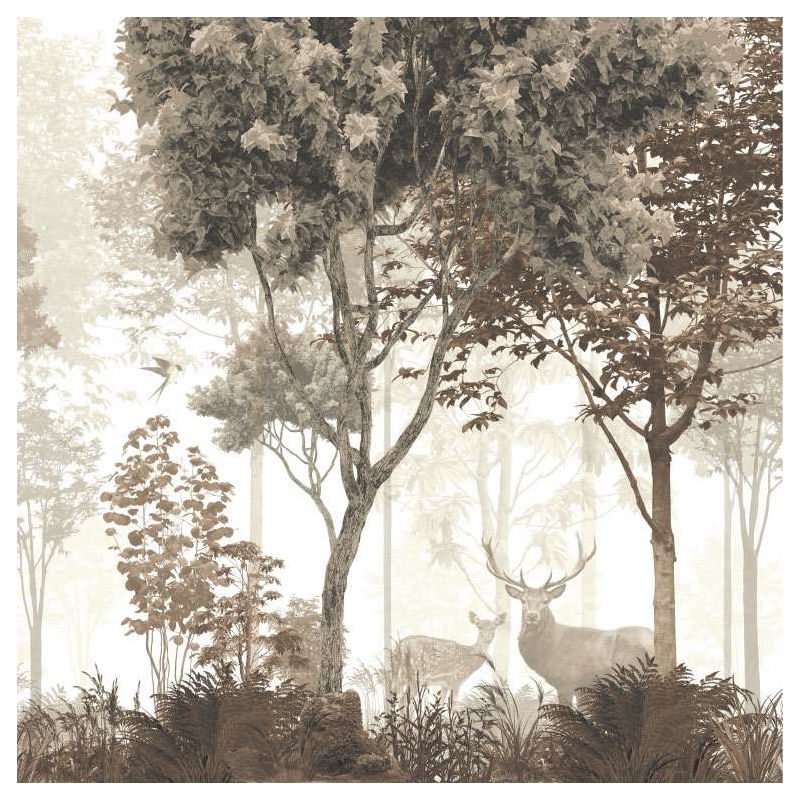 Papier peint Animaux de la forêt (ton beige)