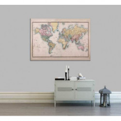 Tableau salon mappemonde vintage