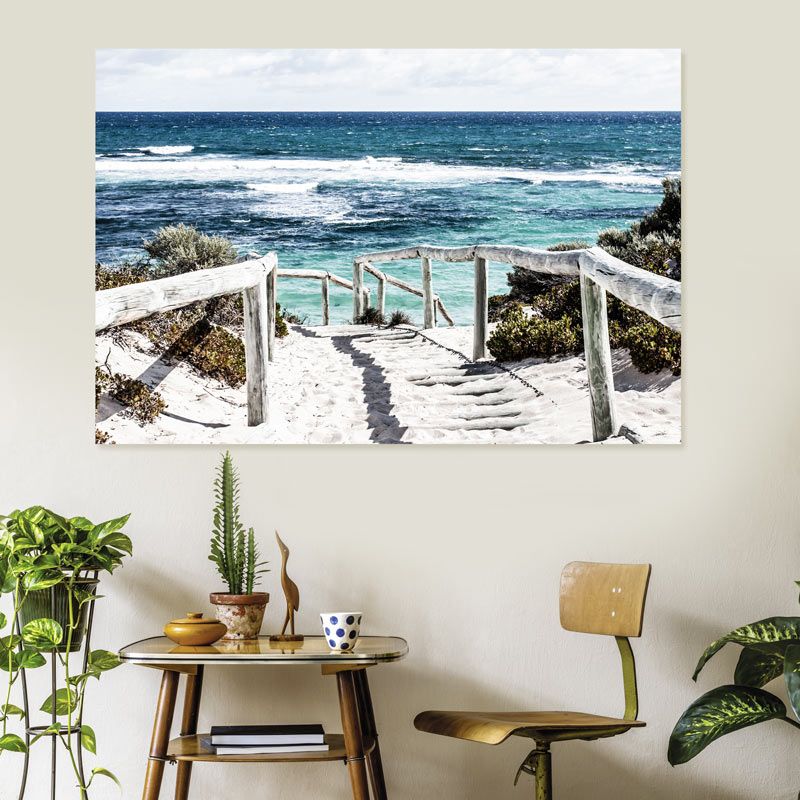 Tableau sur toile Panorama de la mer - noir/blanc