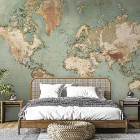 Papier peint chambre carte du monde