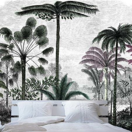 Poster tête de lit gravure paysage palmier