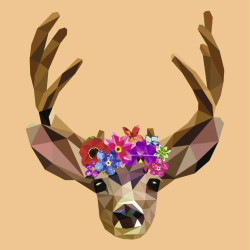 DEER AND FLOWERS