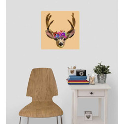 DEER AND FLOWERS poster