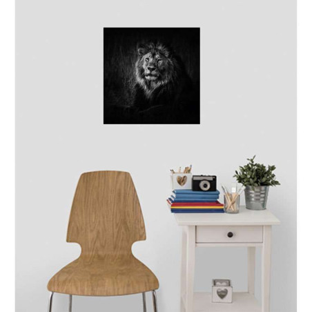 BLACK AND WHITE LION poster