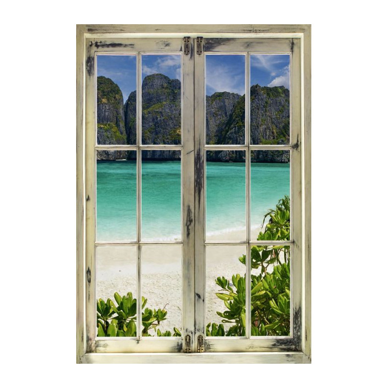 LOOK AT THE BEACH poster - Trompe l oeil poster