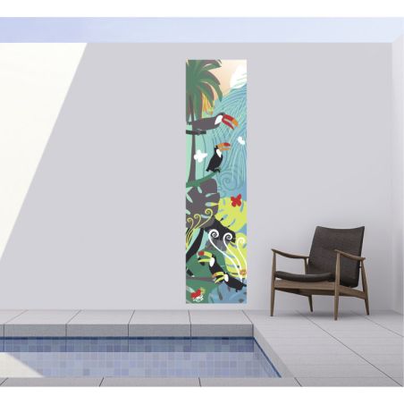 Décoration murale extérieure illustration jungle et toucan