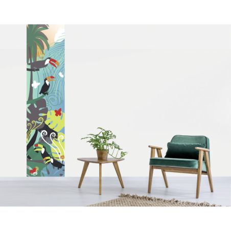 Tenture murale déco illustration toucans dans la jungle
