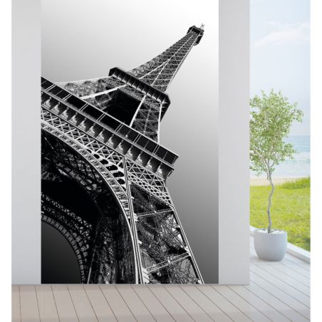 Tenture murale extérieure Tour Eiffel noir et blanc
