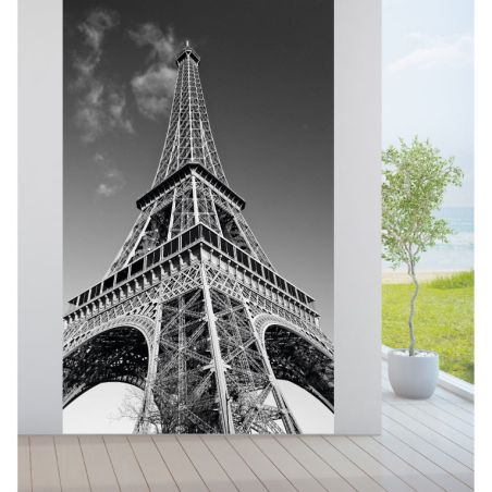 Tenture murale extérieure noir et blanc photo de la Tour Eiffel