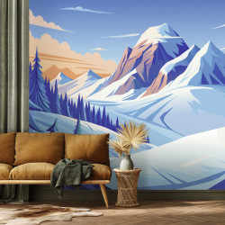 Tapisserie chaine de montagnes en illustration