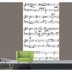 Partition de musique - Papier peint panoramique notes noir et blanc