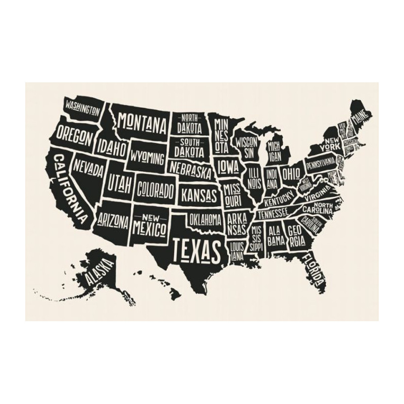 Carte USA : poster panoramique vintage industriel
