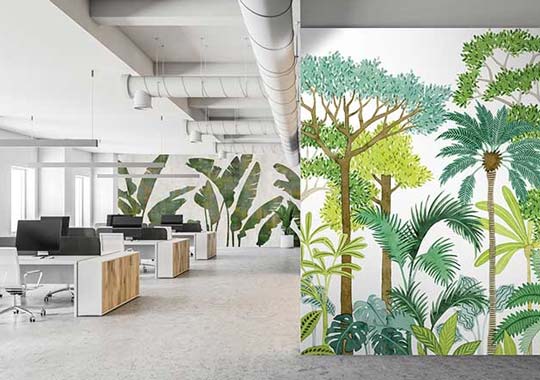 Papel pintado oficina selva