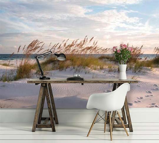 Tapisserie paysage de plage dans le bureau