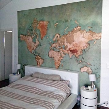 Déco chambre carte du monde vintage